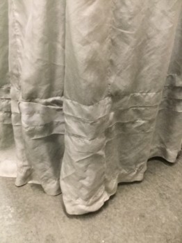 Womens, Historical Fiction Skirt, MTO, Silver, Charcoal Gray, Silk, Ombre, 28+, Aged Ombre, Drawstring Waist, Horizontal Pintuck Pleats Near Hem, Ankle Length