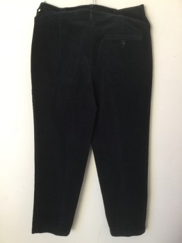 Mens, Pants, LL BEAN, Navy Blue, Cotton, Solid, 29/30, Flat Front, Corduroy, 1 Back Pocket, Late 70's
