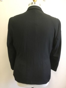 NAUTICA, Black, Polyester, Rayon, Solid, Single Breasted, Collar Attached, Notched Lapel, 2 Buttons,  3 Pockets