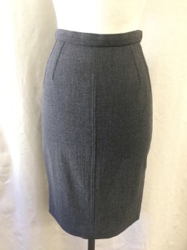 DOLCE & GABBANA, Heather Gray, Wool, Spandex, Inverted Pleat Front & Back, Center Front Seam, 1" Waistband, Back Zip, Center Back Slit