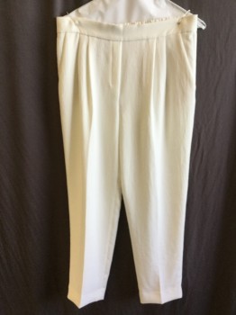 BABATON, Off White, Linen, Polyester, Solid, 1.75" Waistband Front & Elastic Back, 2 Pleat Front, 2 Pockets