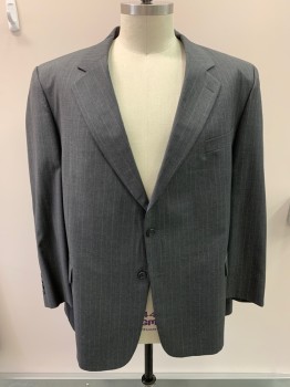 JOHN VICTOR, Charcoal Gray, Tan Brown, White, Wool, Stripes - Pin, Single Breasted, 2 Buttons, 3 Pockets, Notched Lapel, Single Vent