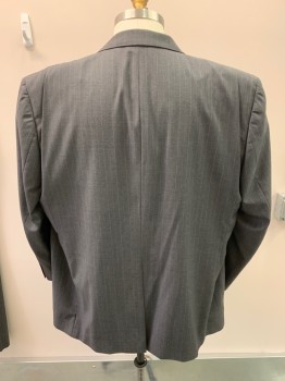 JOHN VICTOR, Charcoal Gray, Tan Brown, White, Wool, Stripes - Pin, Single Breasted, 2 Buttons, 3 Pockets, Notched Lapel, Single Vent