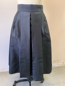 Womens, Dress, Piece 2, BILL HARGATE MTO, Black, Polyester, Solid, W:26, Skirt, Knee Length, Large Box Pleats with Black Buttons in Vertical Column Down Center Front, 2" Wide Self Waistband, Hook & Bar Closures at Back Waist, Open in Back, Made To Order, Retro