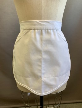 FAME, White, Poly/Cotton, Solid, Waitress/Maid Uniform, Twill, Wavy Scallopped Hem, 2 Curved Pockets at Sides, 1.5" Wide Waistband and Self Ties