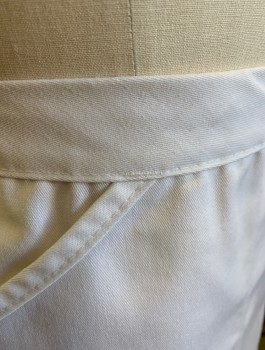 FAME, White, Poly/Cotton, Solid, Waitress/Maid Uniform, Twill, Wavy Scallopped Hem, 2 Curved Pockets at Sides, 1.5" Wide Waistband and Self Ties
