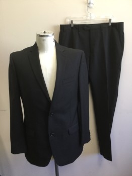 MICHAEL KORS, Black, Wool, Solid, Sportcoat - Notched Lapel, 2 Button Single Breasted, 3 Pocket, 2 Slits at Back