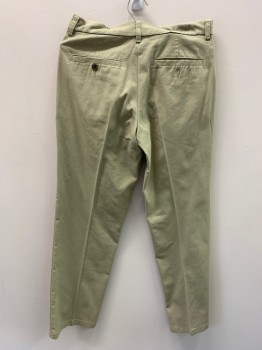ST. JOHN'S BAY, Khaki Brown, Cotton, Polyester, Solid, Pleated Front, 4 Pockets, Belt Loops,
