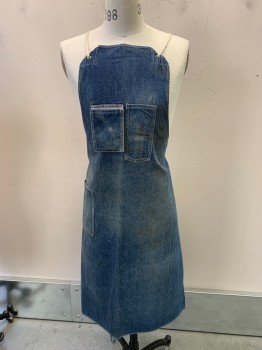 N/L, Blue, Cotton, Aged/Distressed,  3 Pockets, Criss-cross Straps