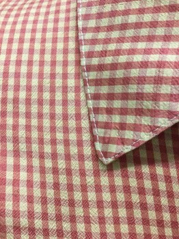 Womens, Dress, Short Sleeve, ISABEL ARDEE, Dusty Rose Pink, Tan Brown, Plaid, 2, Gingham, Short Sleeve, Buttons Center Front To Hem, Pleated Skirt, Looks Retro/Vintage But Is Contemporary, ** Has Matching Sash Belt
