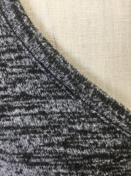 RAG & BONE, Gray, Black, Cotton, Heathered, Gray and Black Streaked/Heathered Lightweight Knit, Long Sleeves, Pullover, Scoop Neck