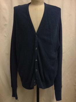 Mens, Cardigan Sweater, CYPESS LINKS, Blue, Acrylic, Heathered, XL