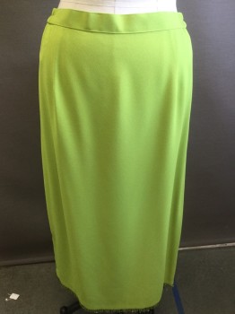 BEN MARC INTER., Lime Green, Polyester, Solid, Straight , Long, Poly Crepe, Back Zipper, Lime Beaded Trim