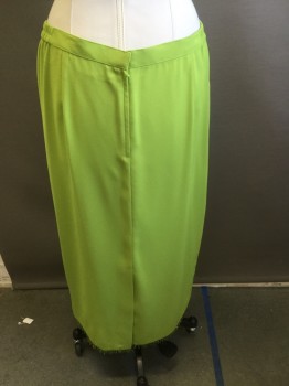 BEN MARC INTER., Lime Green, Polyester, Solid, Straight , Long, Poly Crepe, Back Zipper, Lime Beaded Trim