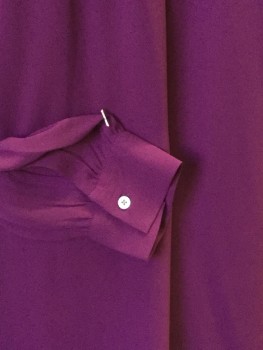 LOFT, Orchid Purple, Polyester, Solid, Collar Attached, Gathered Yoke Front & Back, Key Hole Front with 1 Button, Long Sleeves, Curved Hem