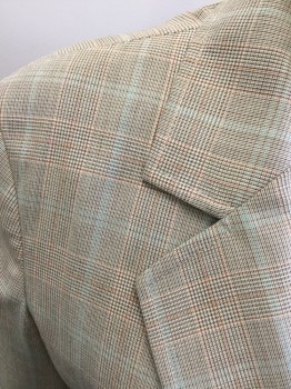 EXPRESS, Brown, Tan Brown, Red, Lt Blue, Polyester, Rayon, Plaid, Single Breasted, 2 Buttons,  Collar Attached, Notched Lapel, 2 Welt Pockets, Long Sleeves,