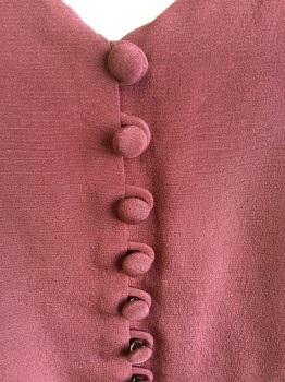 Womens, Blouse, MADEWELL, Wine Red, Silk, Solid, 8, 3/8" Adjustable  Straps, V-neck & V-back, Self Cover Button with Hoops, Dark Red Lining,