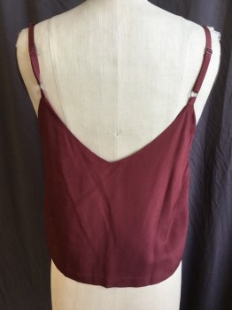 MADEWELL, Wine Red, Silk, Solid, 3/8" Adjustable  Straps, V-neck & V-back, Self Cover Button with Hoops, Dark Red Lining,