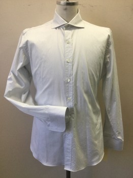 ANTO , White, Lt Gray, Cotton, Stripes - Shadow, Stripes - Pin, Button Front, Long Sleeves, Spread Collar, Cuff Links Required