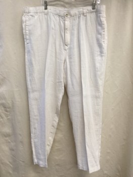 Mens, Casual Pants, TOMMY BAHAMA, White, Linen, Solid, 36/30, Drawstring Waist with Belt Loops,