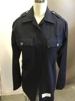 Womens, Fire/Police Shirt , ELBECO, Navy Blue, Polyester, Solid, W33, B38, 29/30, Button Front, 2 Pocket, Long Sleeves,