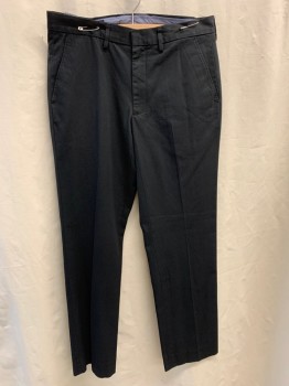 J. CREW, Faded Black, Cotton, Side Pockets, Zip Front, Flat Front