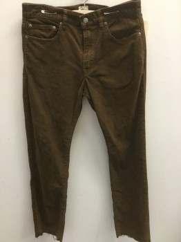 Mens, Casual Pants, J CREW, Chestnut Brown, Cotton, Solid, 30/30, Corduroy, Jean Style,