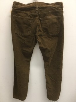 Mens, Casual Pants, J CREW, Chestnut Brown, Cotton, Solid, 30/30, Corduroy, Jean Style,