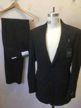 Mens, Suit, Jacket, PRONTO UOMO PLATINUM, Charcoal Gray, Wool, Solid, 32 , 38 R, Open, Notched Lapel, Pocket Flaps, 2 Button Front,