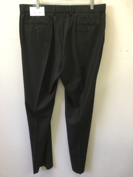 NAUTICA, Black, Polyester, Rayon, Solid, Flat Front, Zip Fly, 4 Pockets, Belt Loops