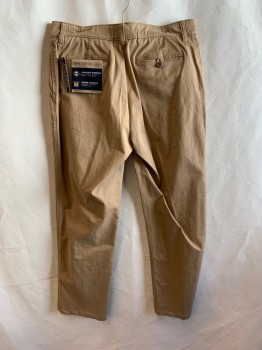 Mens, Casual Pants, ST. JOHN'S BAY, Dk Khaki Brn, Synthetic, Solid, 32/29, Flat Front, 5 Pockets, Zip Fly, Belt Loops