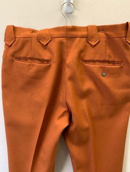 H BAR C, Rust Orange, Polyester, Solid, Flat Front, Boot Cut, Wide Belt Loops with Pointed Ends, Zip Fly, 4 Pockets, Western Styling,