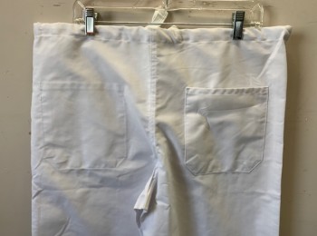 MEDLINE, White, Poly/Cotton, Solid, Drawstring Waist, 1 Patch Pocket in Back