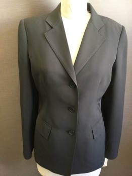 Womens, Suit, Jacket, ANNE KLEIN, Moss Green, Polyester, Solid, 4, 3 Buttons,  Single Breasted, Notched Lapel, 2 Pockets,