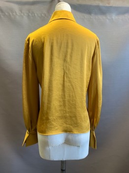 Womens, Blouse, THEORY, Mustard Yellow, Silk, P/00-0, C.A., Pullover, Key Hole, L/S