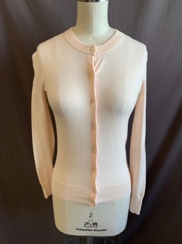 J. CREW, Lt Pink, Cotton, Jewel Neckline, Single Breasted, Button Front, L/S