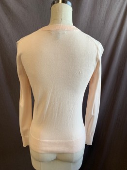 Womens, Sweater, J. CREW, Lt Pink, Cotton, XXS, Jewel Neckline, Single Breasted, Button Front, L/S