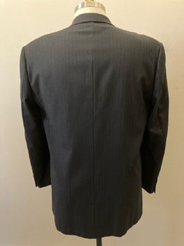 JONATHAN MARTIN, Black, White, Wool, Stripes - Pin, Notched Lapel, SB. B.F., 3 Btns, 3 Pckts