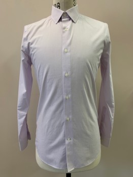 Mens, Casual Shirt, BANANA REPUBLIC, Lilac Purple, White, Cotton, Stripes - Vertical , S, L/S, Button Front, Collar Attached,