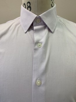 Mens, Casual Shirt, BANANA REPUBLIC, Lilac Purple, White, Cotton, Stripes - Vertical , S, L/S, Button Front, Collar Attached,