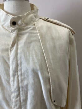 Mens, Jacket, MEMBERS ONLY, Ch: 46, Cream, Corduroy, CB Zip Front, L/S, Epaulets2 Pockets