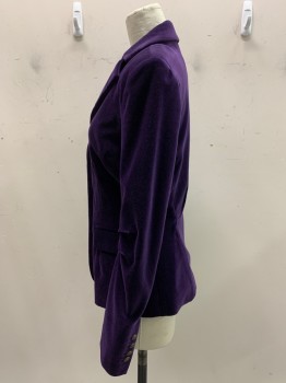 Womens, Blazer, PINK TARTAN, Purple, Cotton, Solid, 2, Single Breasted, 3 Buttons,  2 Flap Pocket, Notched Lapel, Inverted Darts At Inner Elbows, 4 Button Cuffs