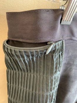Mens, Sci-Fi/Fantasy Pants, MTO, Gray, Blue-Gray, Synthetic, Solid, 36/31, Velcro Tab Closure, Zip Front, Tiny Pleats Down Front & Back Sides, Piping Border Between Pleat Fabric & Gray Stretch Fabric, Invisible Zipper Pckts  At  Waistband Of Pleated Fabric