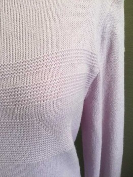 HAYMAKER LACOSTE, Lavender Purple, Acrylic, Solid, Knit, Pullover, L/S, Bateau Neck, Horizontal Ribbed Stripes Across Chest with Triangular Detail at One Side