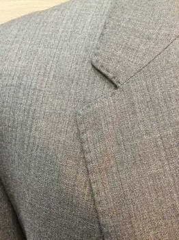 Mens, Suit, Jacket, BOSS, Gray, Charcoal Gray, Stripes - Pin, 44R, Single Breasted, Notched Lapel, 2 Buttons,  Pick Stitch Detail, 3 Pockets,