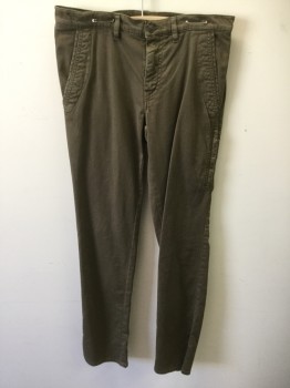 Mens, Casual Pants, BELLSTAFF, Brown, Cotton, 32/32, Twill, Flat Front, Pocket on Left Leg with Zipper,