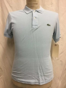 LACOSTE, Baby Blue, Cotton, Solid, Short Sleeves,