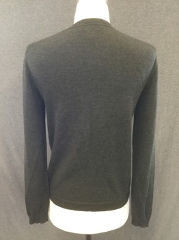 Mens, Pullover Sweater, BANANA REPUBLIC, Black, Wool, M, Black Flecked with Gold/Green V-neck, Long Sleeves, Ribbed Knit Neck/Waistband/Cuff