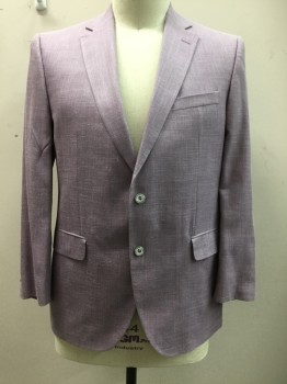 Mens, Sportcoat/Blazer, MALIBU, Lavender Purple, Wool, Silk, Solid, 44R, Single Breasted, Collar Attached, Notched Lapel, 3 Pockets, 2 Buttons