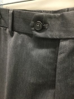 ZARA MAN, Gray, Polyester, Viscose, Solid, Flat Front, Button Tab Waist, Zip Fly, 5 Pockets Including 1 Watch Pocket, Slim Straight Leg